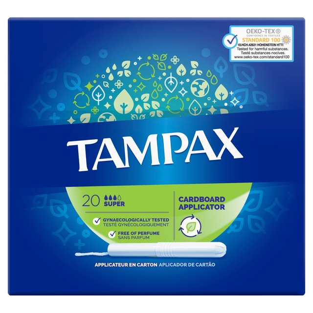 Tampax Super Tampones con aplicador de cartón 20 por paquete