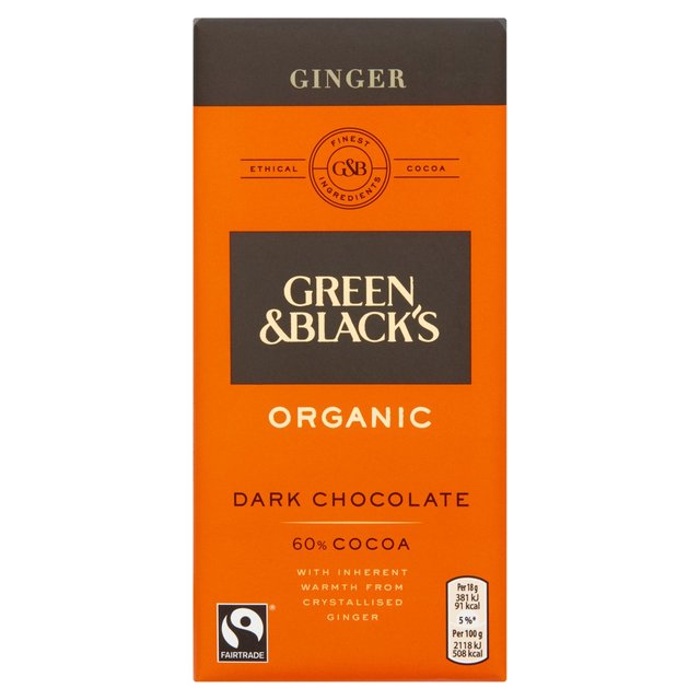 Green &amp; Black's Chocolate Negro con Jengibre Orgánico 90g 