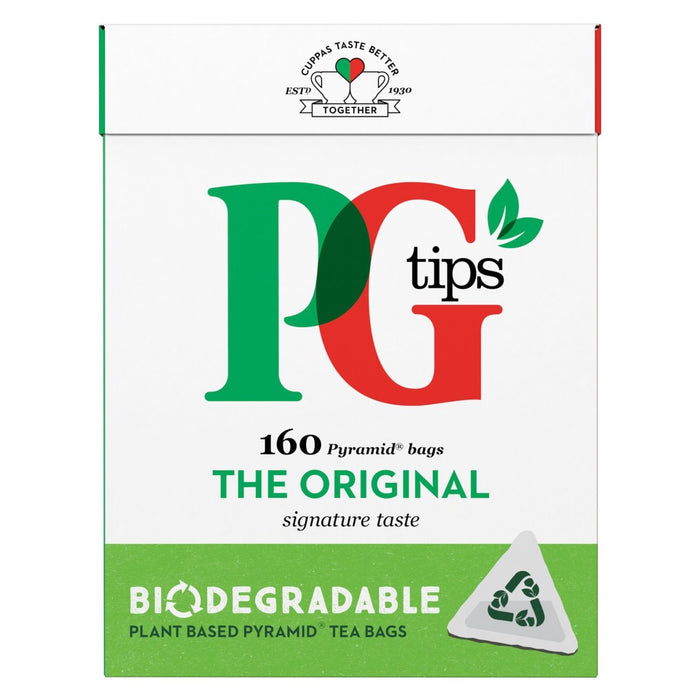 PG Tips Bolsas de té biodegradables originales 160 por paquete 