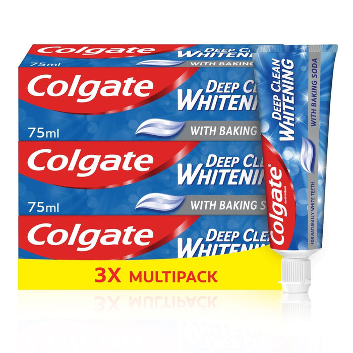 Colgate Blanqueador de limpieza profunda con pasta de dientes de bicarbonato de sodio 3 x 75 ml