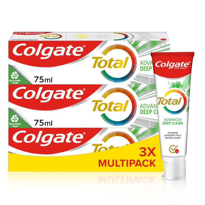 Colgate Total Pasta de dientes de limpieza profunda de Colgate 3 x 75 ml