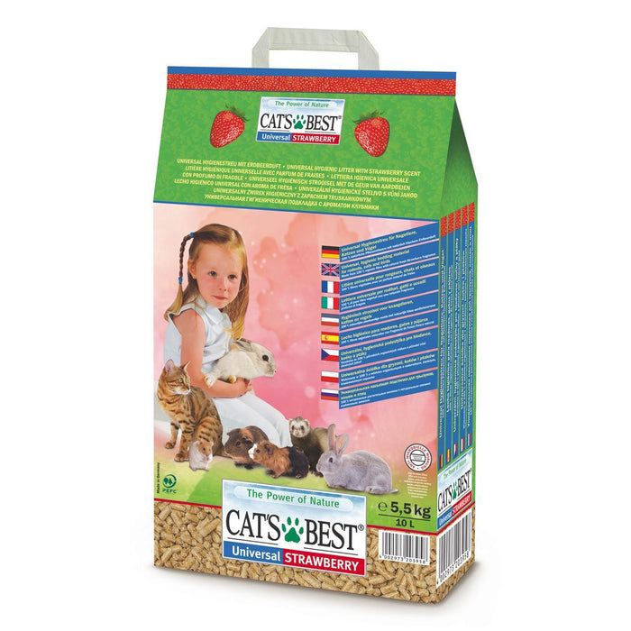 Die beste universelle Erdbeer -Nonklumpen -Katzenstreu und kleine Haustierbettwäsche 10 l