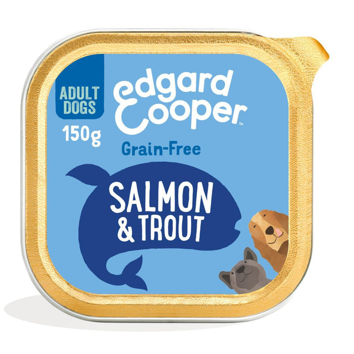 Edgard & Cooper Alimentos para perros húmedos de grano para adultos con salmón y trucha 150G