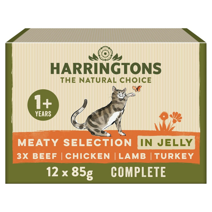 Harringtones Adulto Cat de gato húmedo carne en Jelly Multipack 12 x 85g