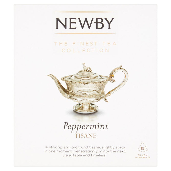 Pyrámides de seda de tés de menta de tés newby 15 por paquete
