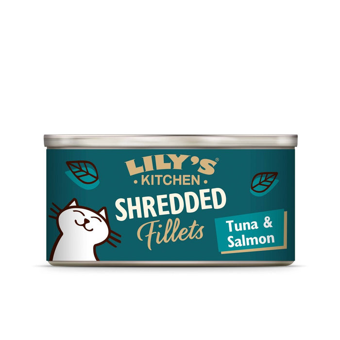 Lily's Kitchen Filetes Rhredded Atún y salmón en caldo de comida húmeda para gatos 70G
