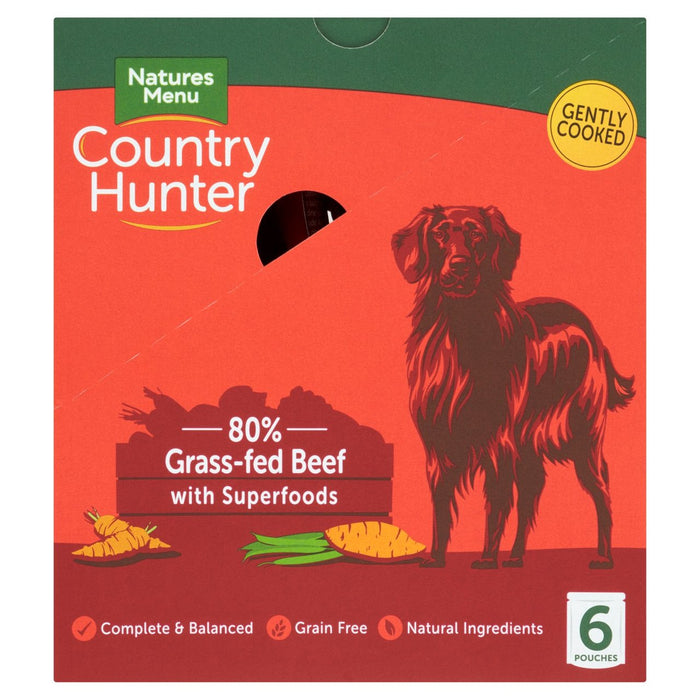 Menú de naturaleza Hunter Hunter Beef Bolsas de comida para perros húmedos 6 x 150g