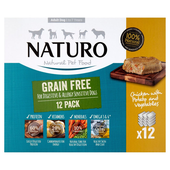 Naturo Getreide kostenlos erwachsene Hunde Hühnchen und Kartoffel 12 x 400 g