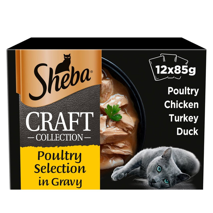 Sheba Craft Adult 1+ nasse Katzenfutterbeutel gemischte Geflügelsauce 12 x 85 g