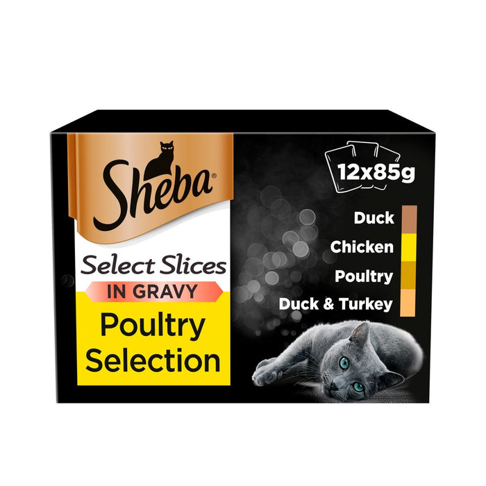 Sheba Select Slices Katzenfutterbeutel Geflügel in Soße 12 x 85 g