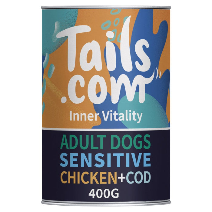 Tails.com Vitalidad interior Sensible Grano Dog Alimento húmedo Pollo y COD 400G