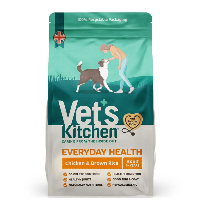 Vet's Kitchen Health Health Adult Dry Dog Aliments Poulet et riz brun 12kg