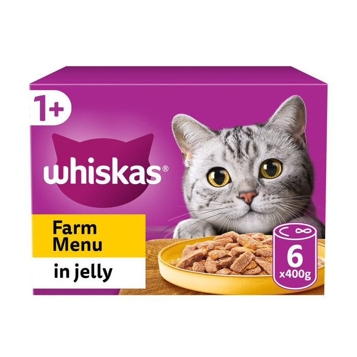 Menu Whiskas 1+ Cat Tins Farm in Jelly 6 x 400g