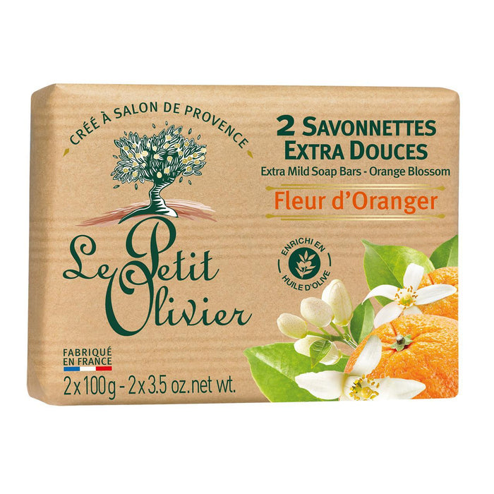 Le Petit Olivier extra douce Bar de savon de fleur orange 2 x 100g