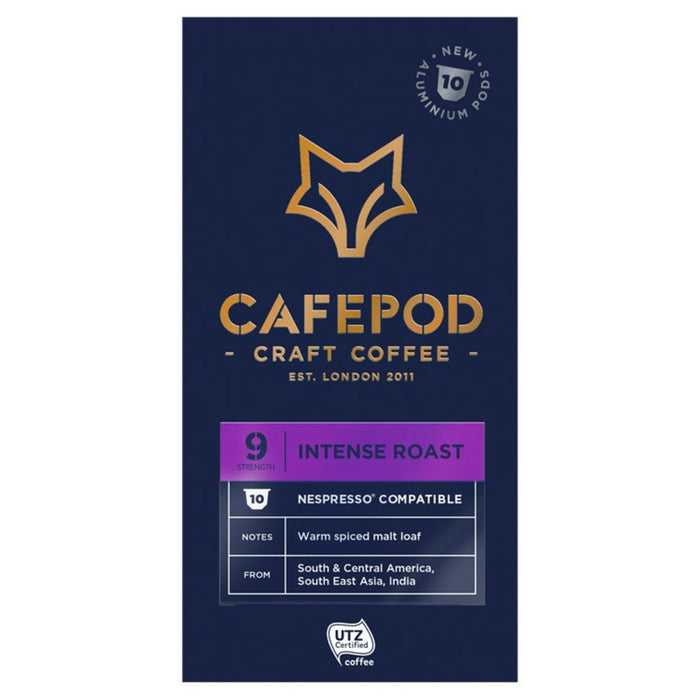 Cafepod intense rôti nespresso compatible gousses de café en aluminium 10 par paquet