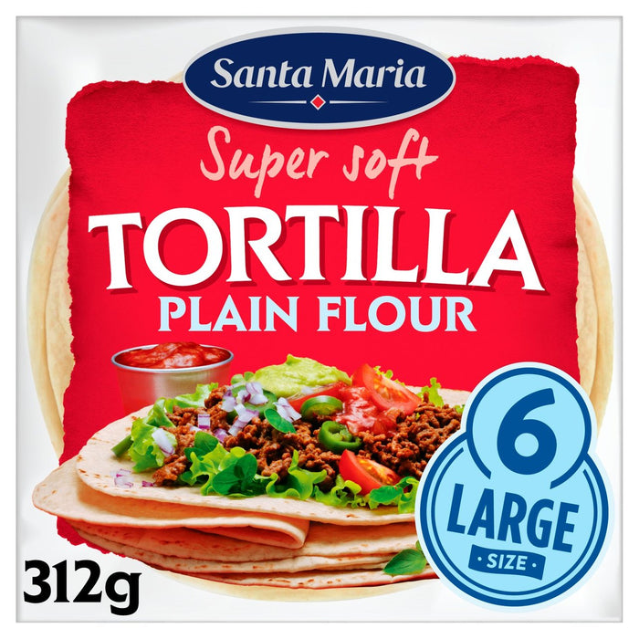 Tortilla de harina normal grande Santa Maria 6 por paquete 