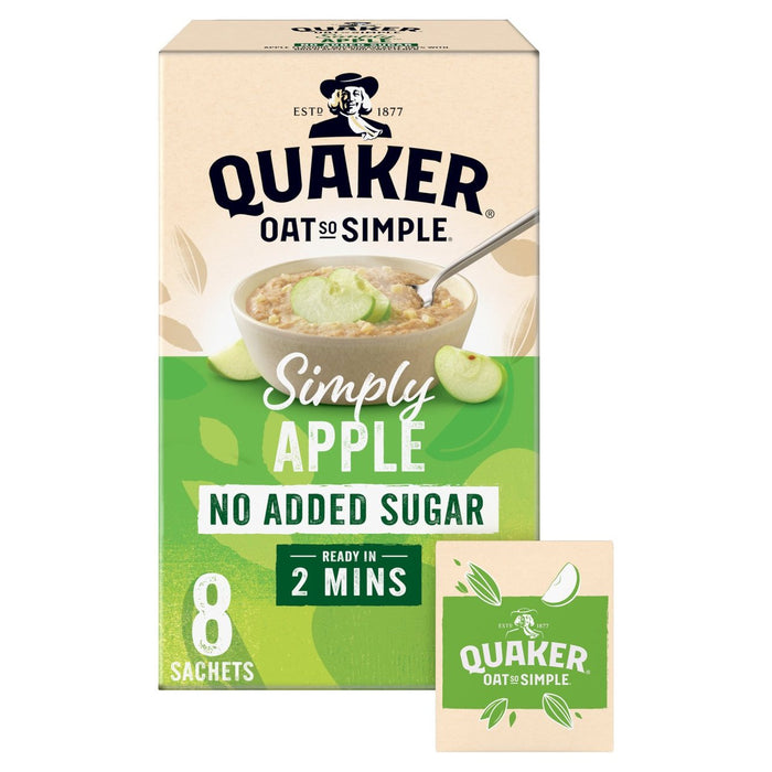Quaker Oat tan simple simplemente gachas de manzana sin azúcar agregada 8 por paquete